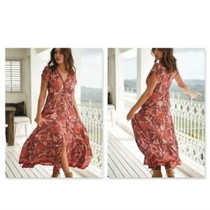 Jaase Mauve Floral Shirley Ziggy Boho Maxi Dress